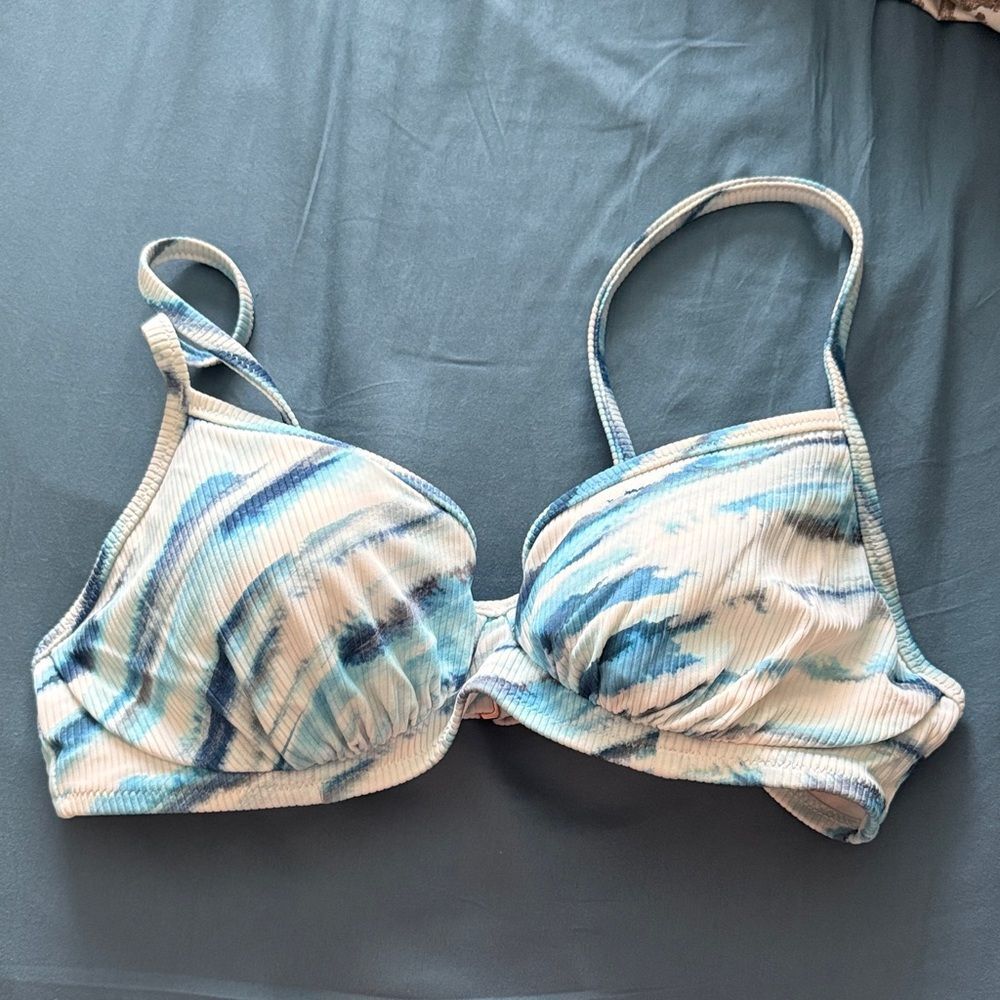 Light Blue Tie-Dye Bikini Top
